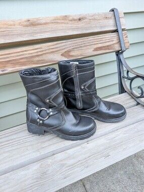 Milwaukee Leather Boot Co Women's Black Leather Motorcycle Boots Size 9